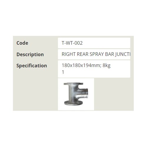 T-WT-002 - Water Truck Right Rear Spray Bar Junction